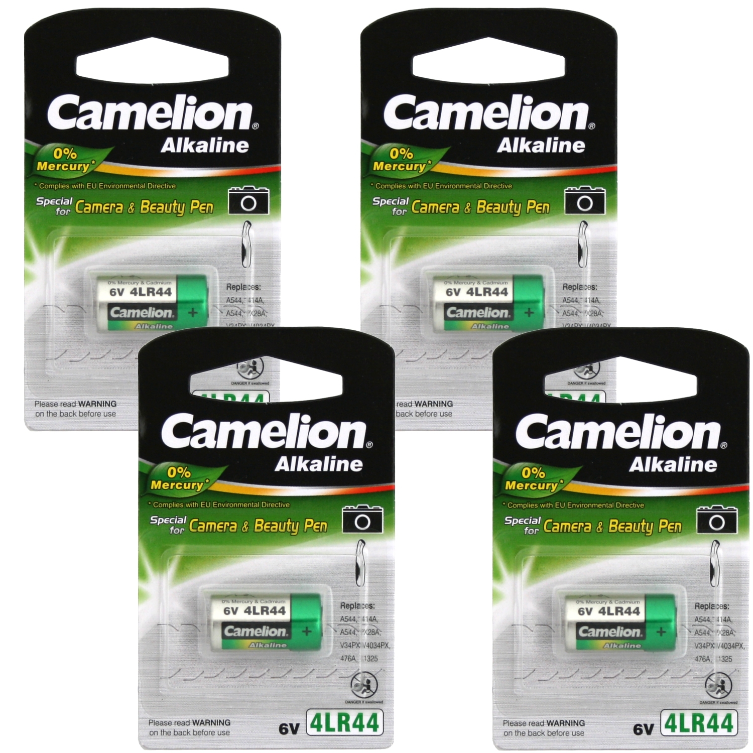 4x Packung CAMELION Plus Alkaline Kamera Batterie 4LR44 6V A544