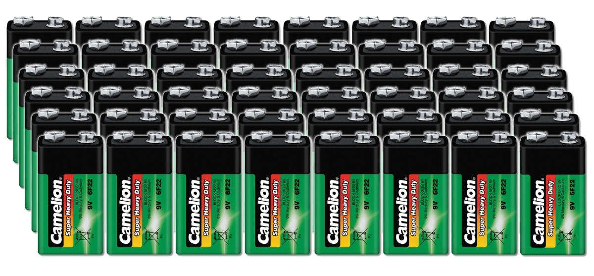 48x Camelion Super Heavy Duty Batterie 9 Volt Block 9v 6f22 Gr&uuml;n Batterien 9v